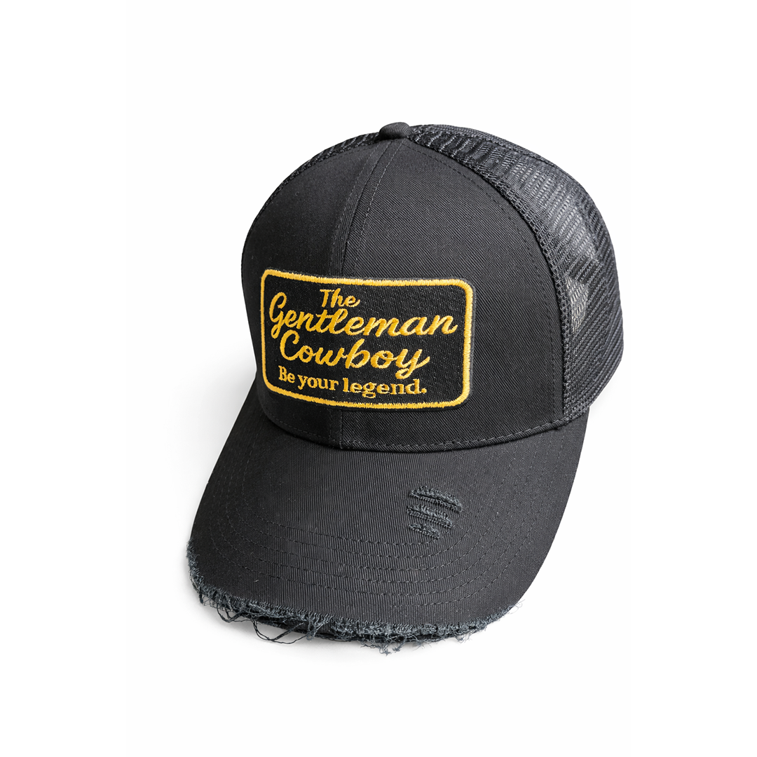 Black "Outlaw" Baseball cap (distressed)