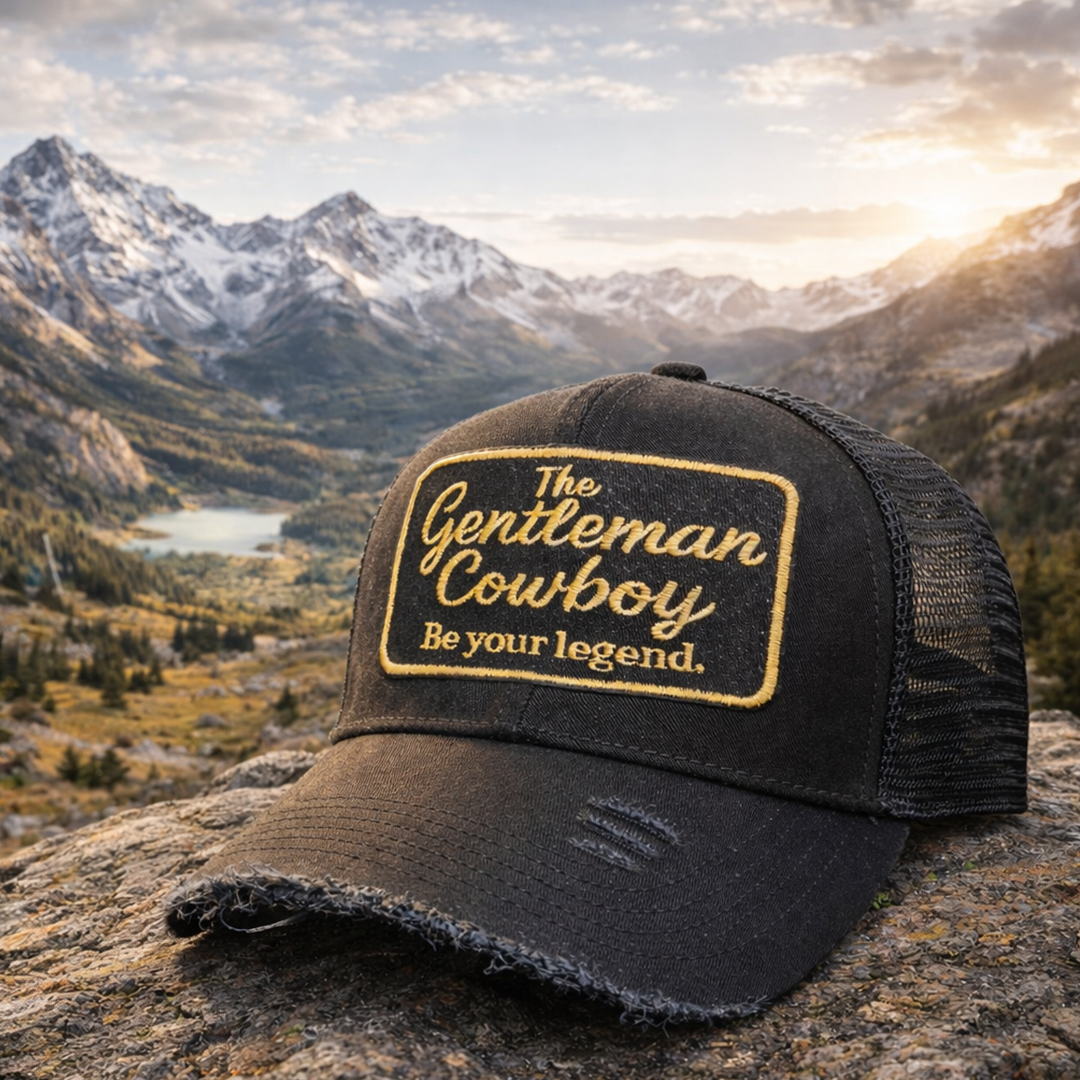 Black "Outlaw" Baseball cap (distressed)